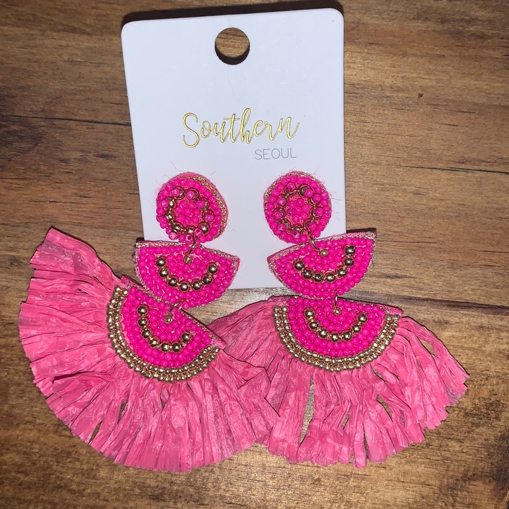 Boho beaded statement earrings